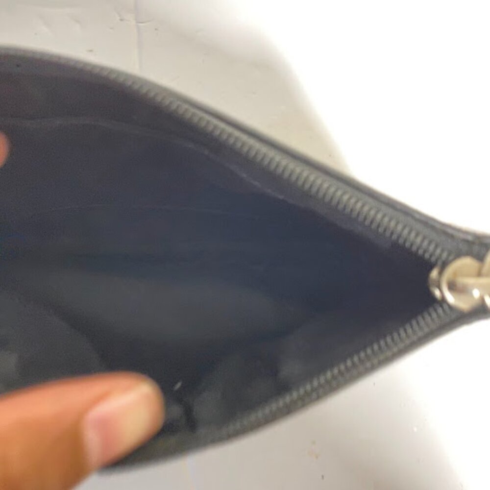 Coach Signature Canvas Wristlet Pouch – Black & Khaki Zip Clutch - Picture 8 of 10